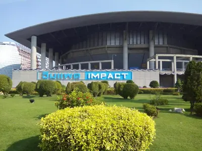 a building with a sign that reads subway impact at T8 IMPACT BANGKOK Thailand in Bangkok