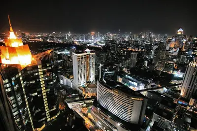 a view of a city at night at Luxurious & Romantic in the Heart of BKK#H MRT/BTS! in Bangkok