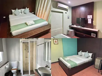 a collage of pictures of a hotel room at Sabye Bangkok in Bangkok