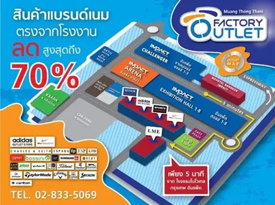 a flyer for a factory outlet with a map at Deluxe at Popular Condo in Bangkok