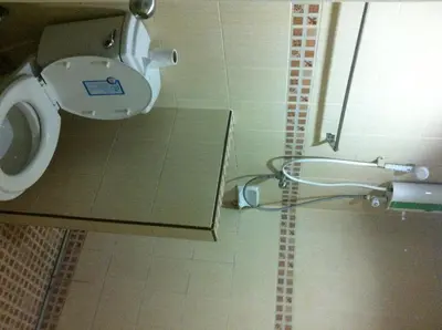 a bathroom with a toilet and a shower stall at White Orchid Inn II in Bangkok