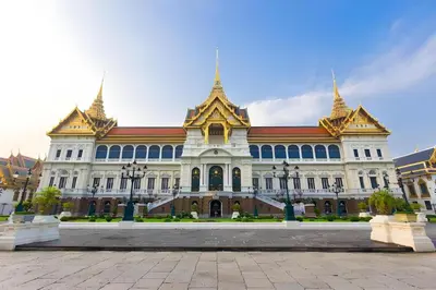 a large building with gold spires on top of it at Super OYO 483 Pannee Hotel Khaosan in Bangkok