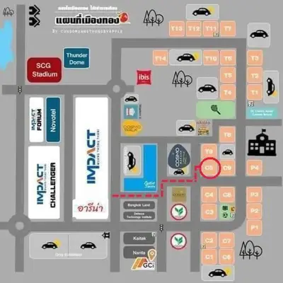 aphaltphaltphaltphaltustration of a city with icons and signs at K.NAT Room service in Nonthaburi
