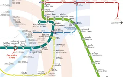 a map of the los angeles subway at T1 Large Studio Full kitchen 100m. to BTS in Bangkok