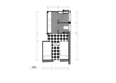 a floor plan of a house with checkered at KLYDE Boutique - Chatuchak in Bangkok