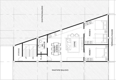 a black and white floor plan of a house at U2 Large 2 Bedrooms 100m to BTS station in Bangkok