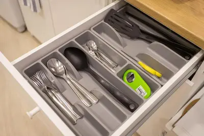 a drawer filled with utensils in a kitchen at U2 Large 2 Bedrooms 100m to BTS station in Bangkok