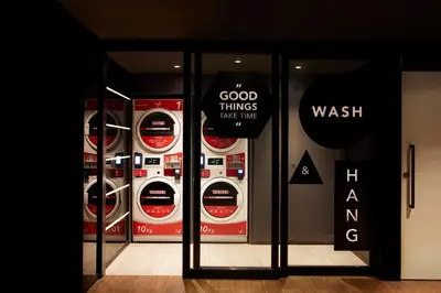a display window of a washing machines in a store at lyf Sukhumvit 8 Bangkok in Bangkok