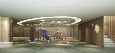 a rendering of a childrens playground in a building at Magnolias Ratchadamri Boulevard Serviced Residences in Bangkok