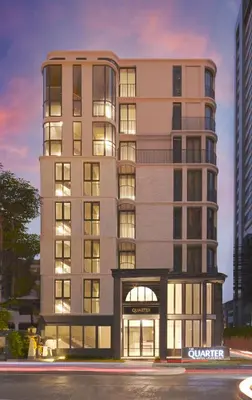 a rendering of a tall building at The Quarter Ploenchit by UHG in Bangkok