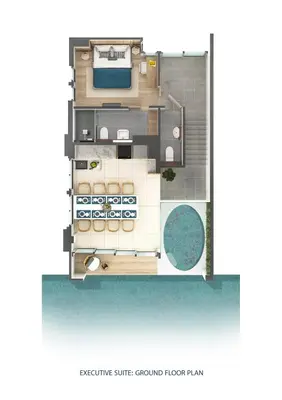 a floor plan of a condo with a pool at SHAN Villas Sukhumvit ฌานวิลล่า สุขุมวิท in Bangkok