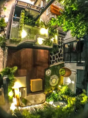 an overhead view of a house with a garden at Exclusive access to the whole garden. in Bangkok