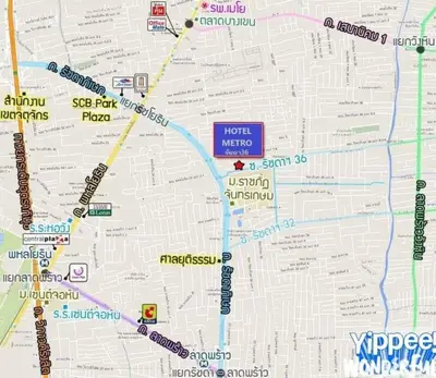 a close up of a map of a city at Metro Hotel Ratchada 36 in Bangkok