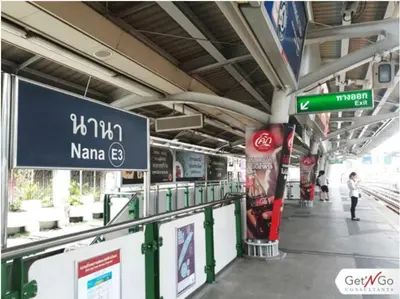 a train station with a sign for the subway at AT NANA-5Bed, CITY CENTER, Nana BTS, MBK, Central World, Siam in Bangkok