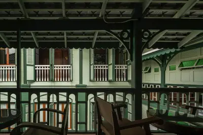 a group of chairs sitting in front of a building at neil niwas in Bangkok