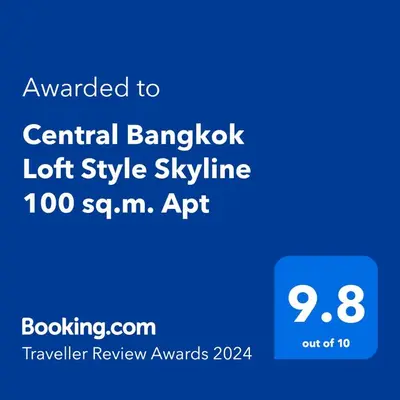 a screenshot of a cell phone with the text awarded to central bangkok left style at Central Bangkok Loft Style Skyline 100 sq.m. Apt in Bangkok