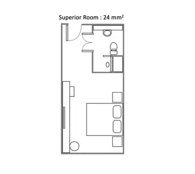 a floor plan of a studio apartment at River Home Bangkok in Bangkok